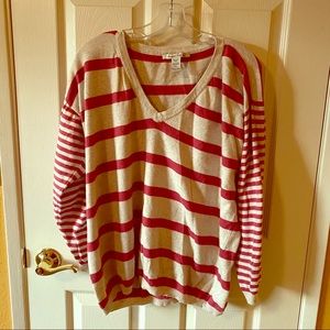 American Rag Striped Red and Cream Sweater